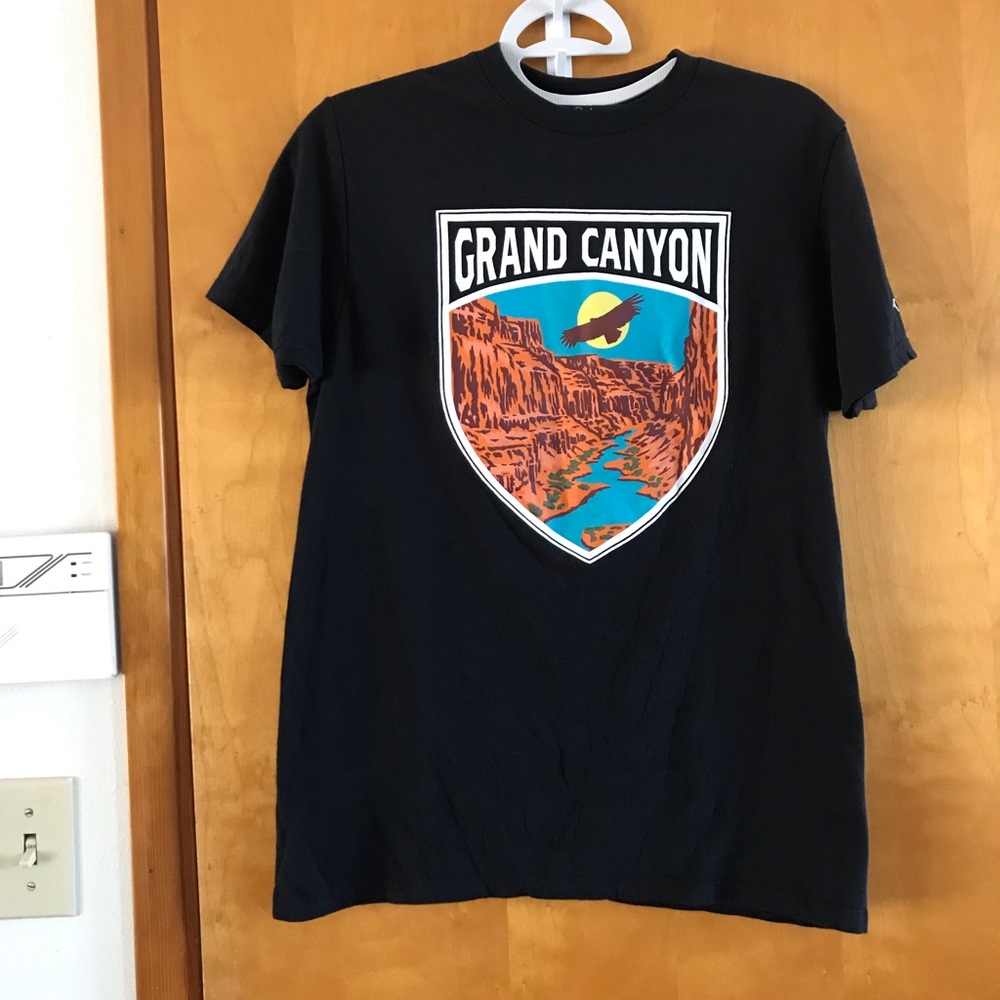Grand Canyon Black Graphic Tee - Scenic Shield Design